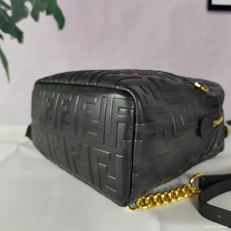 Affordable HOT Motif Leather Mini In Backpack Fendi FF Nappa Black 0324